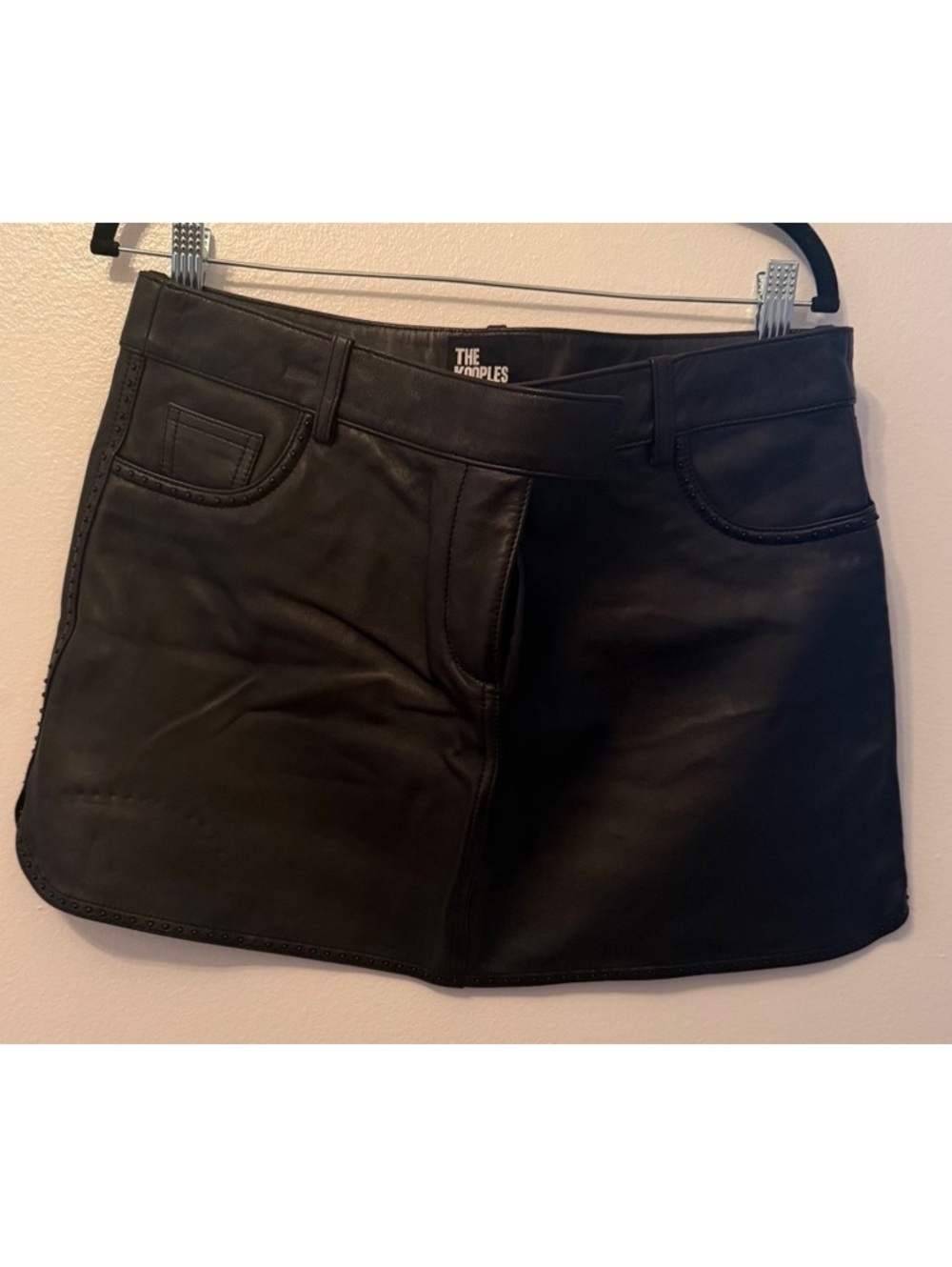 The Kooples Black Lambskin Leather Mini Skirt Size 3